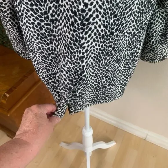 Vintage Sz L Animal Print Leopard Velvet Double Breasted Blazer Jacket Black Wht - Picture 14 of 16